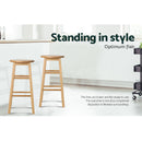 Artiss 2x Bar Stools Round Chairs Wooden Nature-12