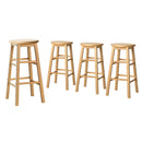 Artiss 4x Bar Stools Round Chairs Wooden Nature-3