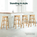 Artiss 4x Bar Stools Round Chairs Wooden Nature-5