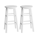 Artiss 2x Bar Stools Round Chairs Wooden White-2