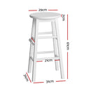 Artiss 2x Bar Stools Round Chairs Wooden White-3