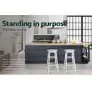 Artiss 2x Bar Stools Round Chairs Wooden White-9