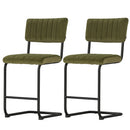 Artiss 2x Bar Stools Velvet Chairs Green-3