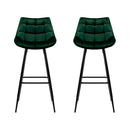 Artiss 2x Bar Stools Velvet Chairs Green-6