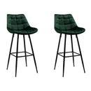 Artiss 2x Bar Stools Velvet Chairs Green-14