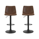 Artiss 2x Bar Stools Vintage Swivel Gas Lift Brown-5