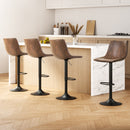 Artiss 4x Bar Stools Vintage Leather Swivel Gas Lift Brown-1