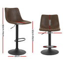 Artiss 4x Bar Stools Vintage Leather Swivel Gas Lift Brown-2