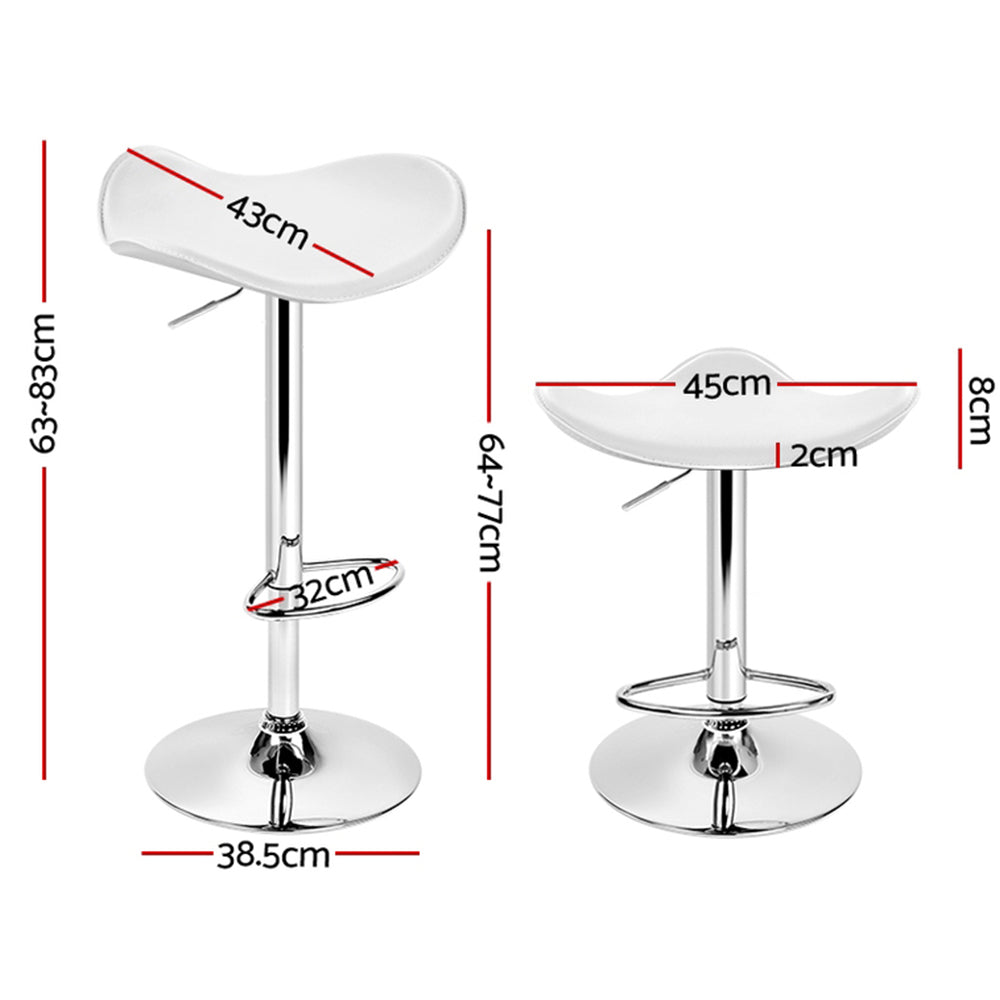 Artiss 4x Bar Stools Leather Gas Lift Chair White - 0