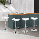 Artiss 4x Bar Stools Leather Gas Lift Chair White-8