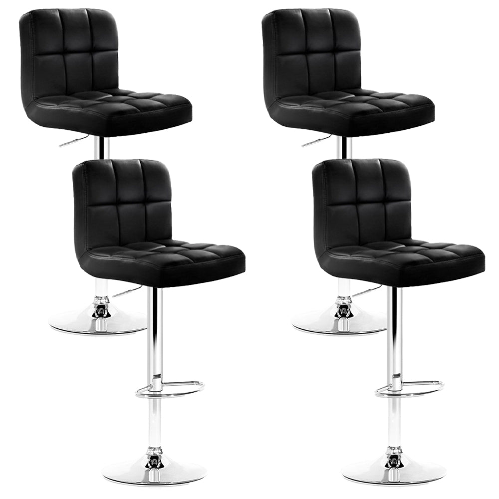 Artiss 4x Bar Stools Leather Gas Lift Black