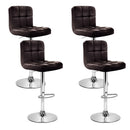 Artiss 4x Bar Stools Leather Gas Lift Brown-2