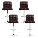 Artiss 4x Bar Stools Leather Gas Lift Brown-5