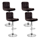 Artiss 4x Bar Stools Leather Gas Lift Brown-1