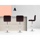 Artiss 4x Bar Stools Leather Gas Lift Brown-5