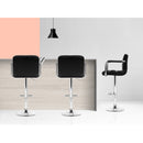 Artiss 4x Bar Stools Leather Gas Lift w/Armrest Black-9