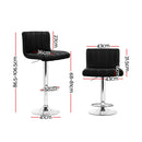 Artiss 2x Bar Stools Gas Lift Leather Chairs Black-3