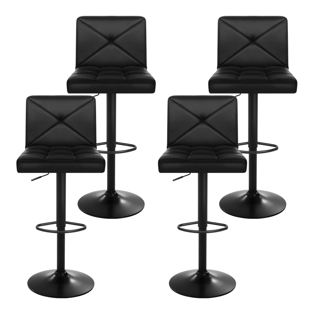 Artiss 4x Bar Stools Gas Lift Leather Chair Black