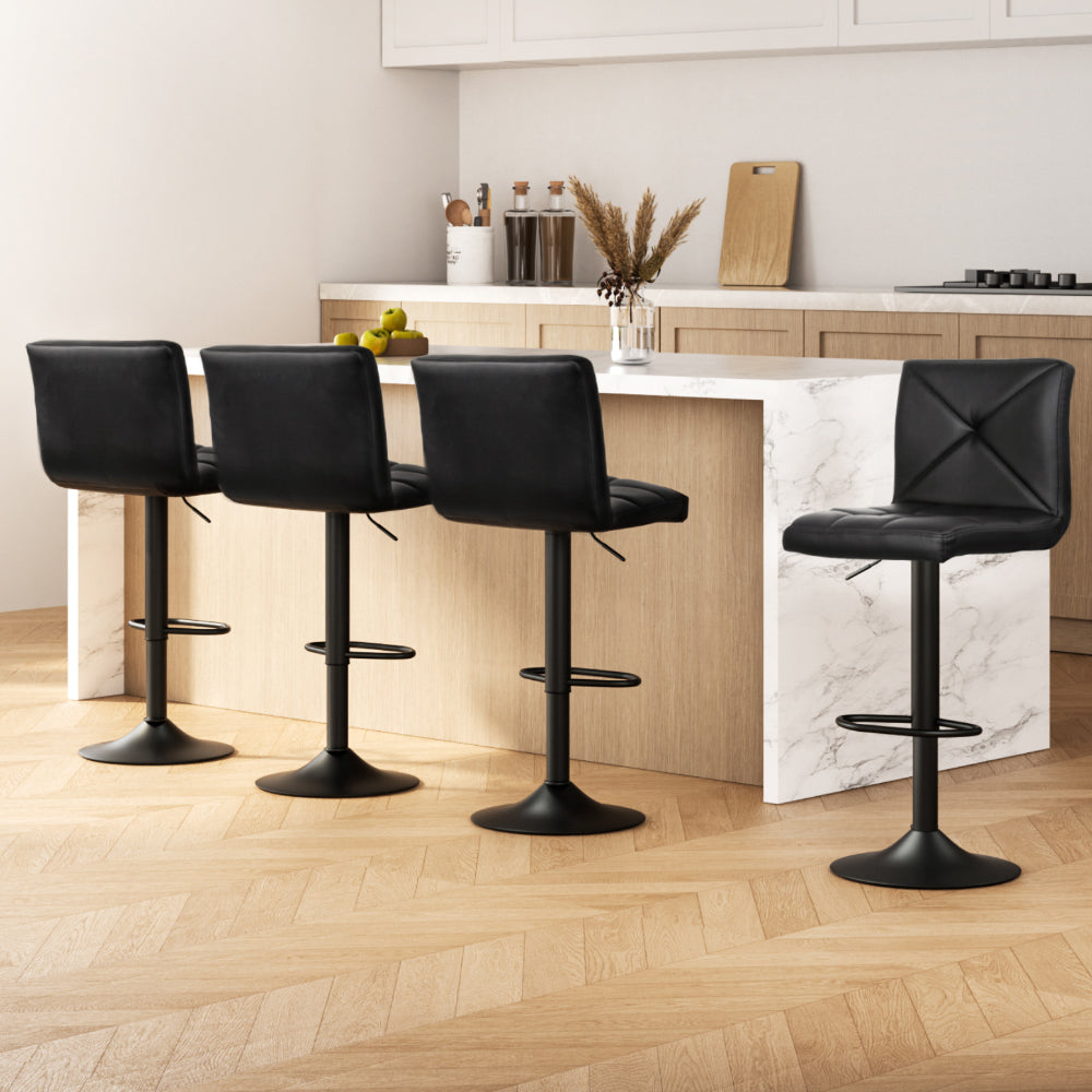 Artiss 4x Bar Stools Gas Lift Leather Chair Black