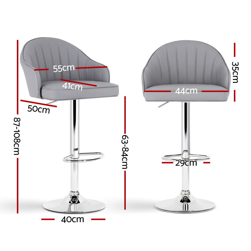 Artiss 4x Bar Stools Kitchen Swivel Gas Lift Counter Chair Shell Leather Grey - 0