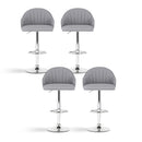 Artiss 4x Bar Stools Kitchen Swivel Gas Lift Counter Chair Shell Leather Grey-3