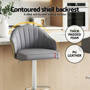 Artiss 4x Bar Stools Kitchen Swivel Gas Lift Counter Chair Shell Leather Grey-5