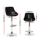 Artiss 2x Bar Stools Leather Padded Gas Lift Stool Black-2