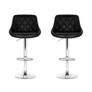 Artiss 2x Bar Stools Leather Padded Gas Lift Stool Black-3
