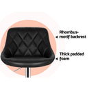 Artiss 2x Bar Stools Leather Padded Gas Lift Stool Black-5