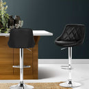 Artiss 2x Bar Stools Leather Padded Gas Lift Stool Black-7