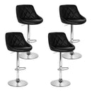 Artiss 4x Bar Stools Leather Padded Gas Lift Black-1