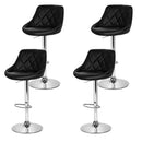 Artiss 4x Bar Stools Leather Padded Gas Lift Black-6