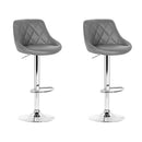 Artiss 2x Bar Stools Leather Padded Gas Lift Grey-1