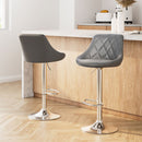 Artiss 2x Bar Stools Leather Padded Gas Lift Grey-8