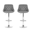 Artiss 2x Bar Stools Leather Padded Gas Lift Grey-5