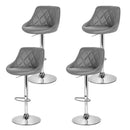 Artiss 4x Bar Stools Leather Padded Gas Lift Grey-3