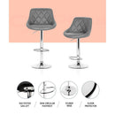 Artiss 4x Bar Stools Leather Padded Gas Lift Grey-4