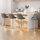 Artiss 4x Bar Stools Leather Padded Gas Lift Grey-7