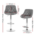 Artiss 4x Bar Stools Leather Padded Gas Lift Grey-4