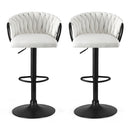 Artiss Bar Stool x2 Kitchen Dining Chair Counter Gaslift Woven Velvet Ivory-3