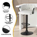 Artiss Bar Stool x4 Kitchen Dining Chair Counter Gaslift Woven Velvet Ivory-6