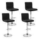 Artiss 4x Bar Stools Padded Leather Gas Lift Black-1