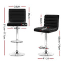 Artiss 4x Bar Stools Padded Leather Gas Lift Black-4