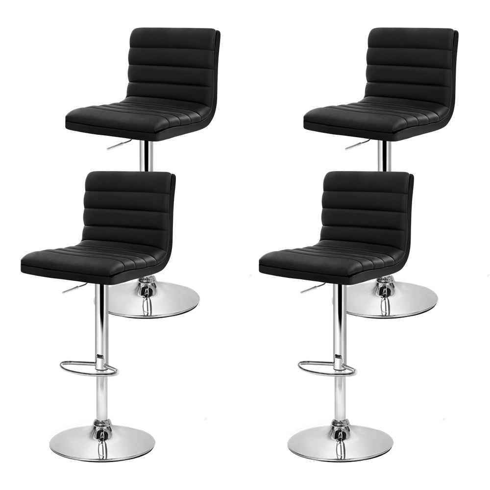 Artiss 4x Bar Stools Padded Leather Gas Lift Black