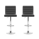 Artiss 2x Bar Stools Padded Leather Gas Lift Grey-6