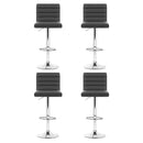 Artiss Set of 4 PU Leather Lined Pattern Bar Stools- Grey and Chrome-3