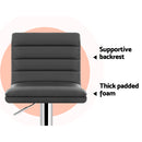 Artiss Set of 4 PU Leather Lined Pattern Bar Stools- Grey and Chrome-4