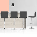 Artiss Set of 4 PU Leather Lined Pattern Bar Stools- Grey and Chrome-6