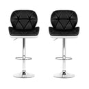 Artiss 2x Bar Stools Gas Lift Padded Leather Black & White-5