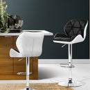 Artiss 2x Bar Stools Gas Lift Padded Leather Black & White-13